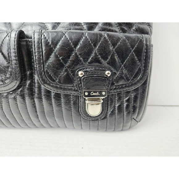 Coach Purse black leather quilted shoulder bag 19856 - Picture 3 of 10